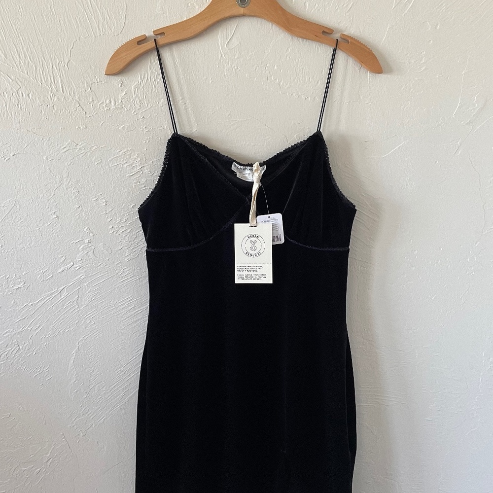 Urban Renewal Remnants Velvet Scallop Trim Mini Dress